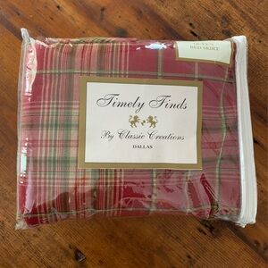 Vintage New Timely Finds Made in USA Queen Bed Skirt Christmas Plaid Cotton
